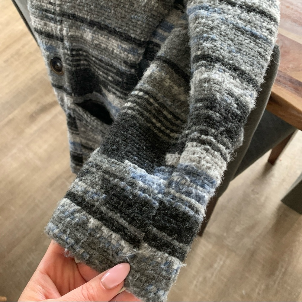 ▶️ PrAna Arria Wool Sweater Jacket Womens XS Gray Blue Button Coat Gorpcore - Picture 14 of 15